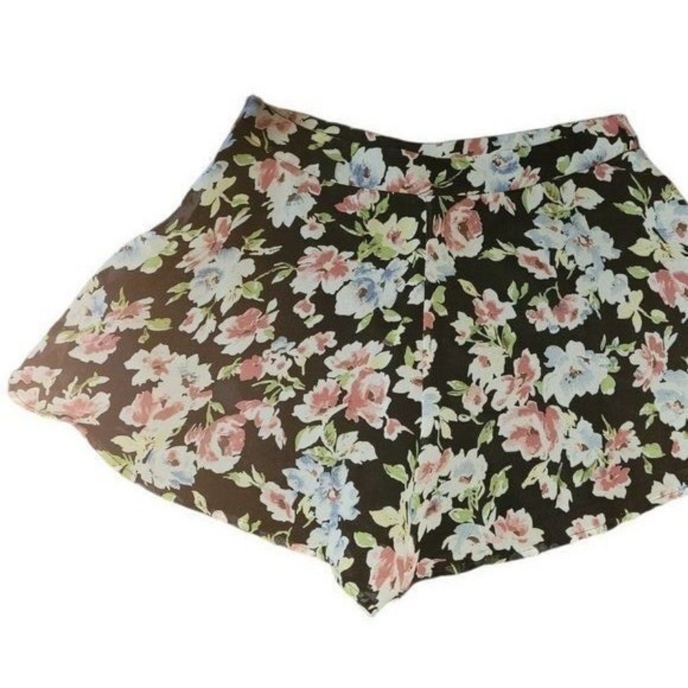 Charlotte Russe Shorts Womens Sz M Flower Print Multicolor Hipster Cottagecore